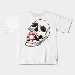 Skull with Poker chip Kids T-Shirt